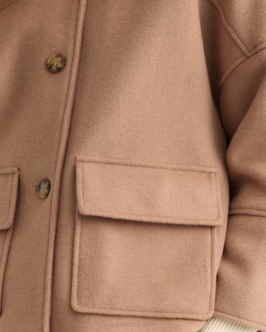 jaqueta cropped de mistura de lã N424C755 cáqui quente GANT mulheres