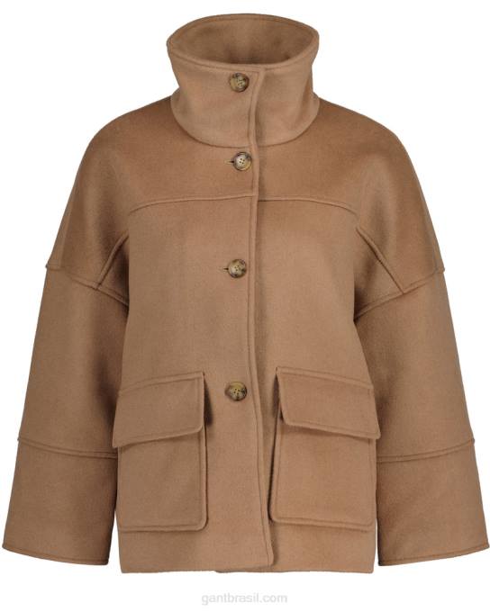 jaqueta cropped de mistura de lã N424C755 cáqui quente GANT mulheres