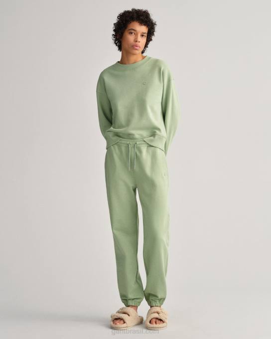 calça de moletom essencial com ajuste relaxado icon g N424C714 eucalipto verde GANT mulheres