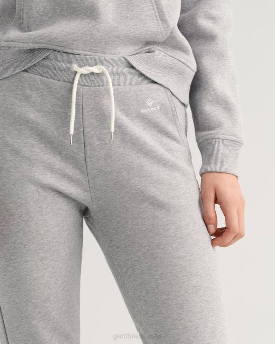 calça de moletom logo N424C731 melange cinza GANT mulheres