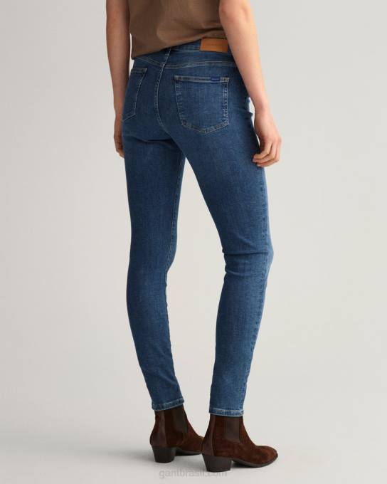 calça jeans skinny índigo nella N424C743 azul médio usado em GANT mulheres