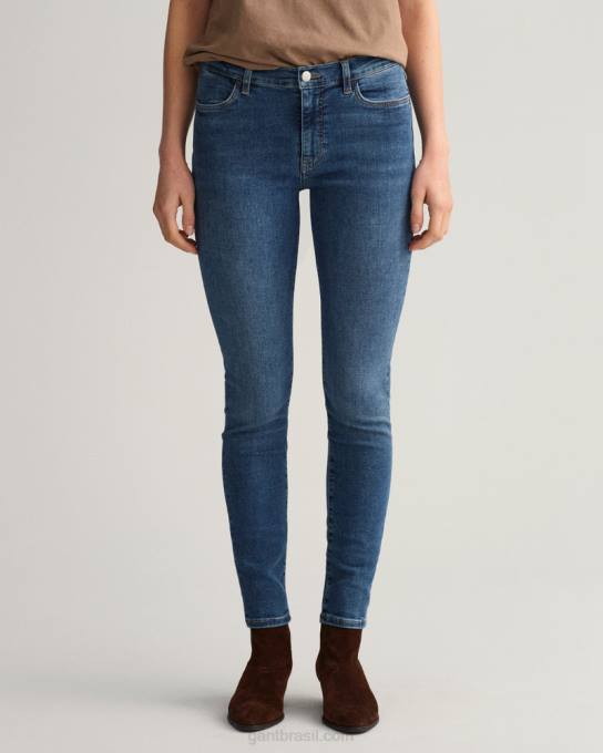 calça jeans skinny índigo nella N424C743 azul médio usado em GANT mulheres