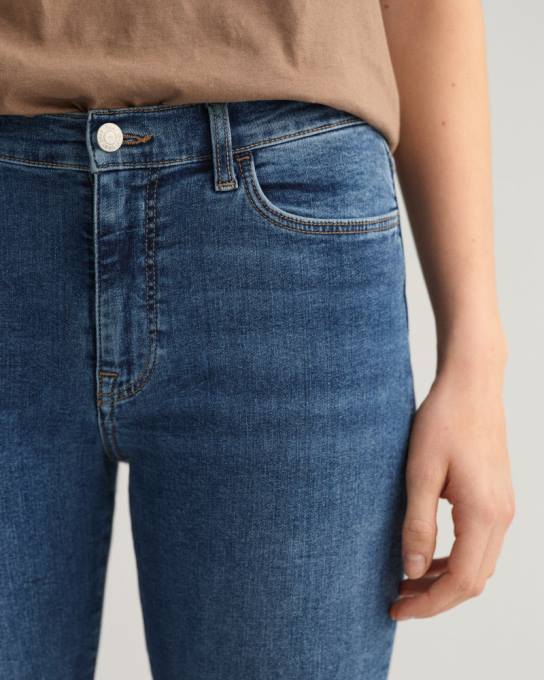 calça jeans skinny índigo nella N424C743 azul médio usado em GANT mulheres