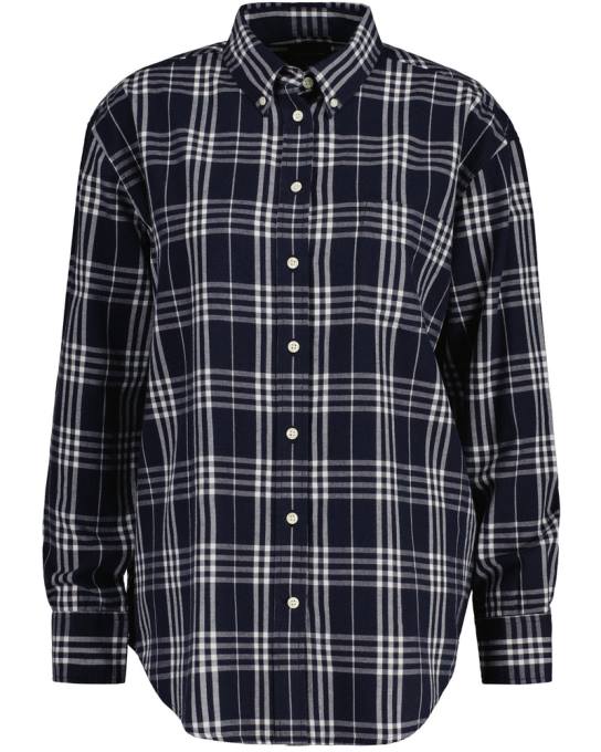 camisa de flanela xadrez de ajuste relaxado N424C581 noite azul GANT mulheres