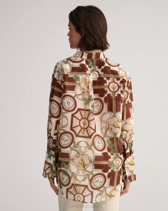 camisa de seda de algodão luxo americano de ajuste relaxado N424C588 linho GANT mulheres