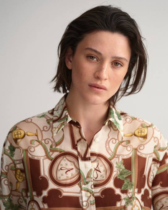 camisa de seda de algodão luxo americano de ajuste relaxado N424C588 linho GANT mulheres