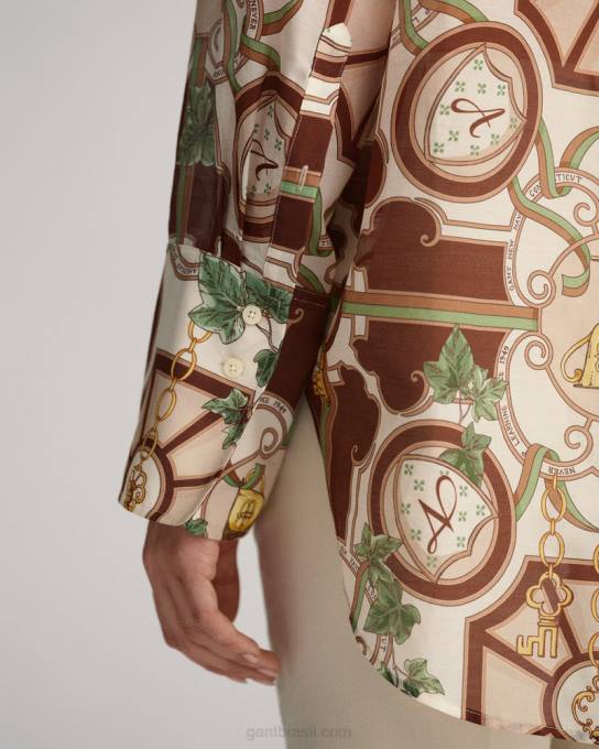 camisa de seda de algodão luxo americano de ajuste relaxado N424C588 linho GANT mulheres