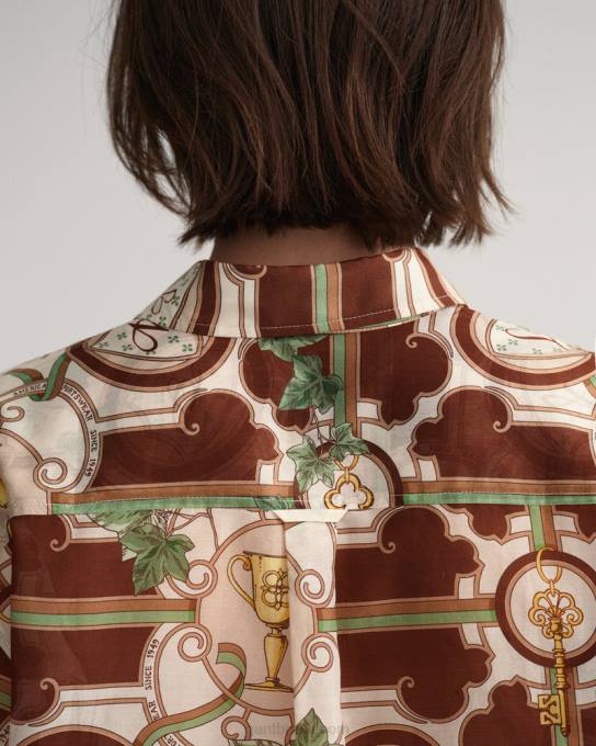 camisa de seda de algodão luxo americano de ajuste relaxado N424C588 linho GANT mulheres