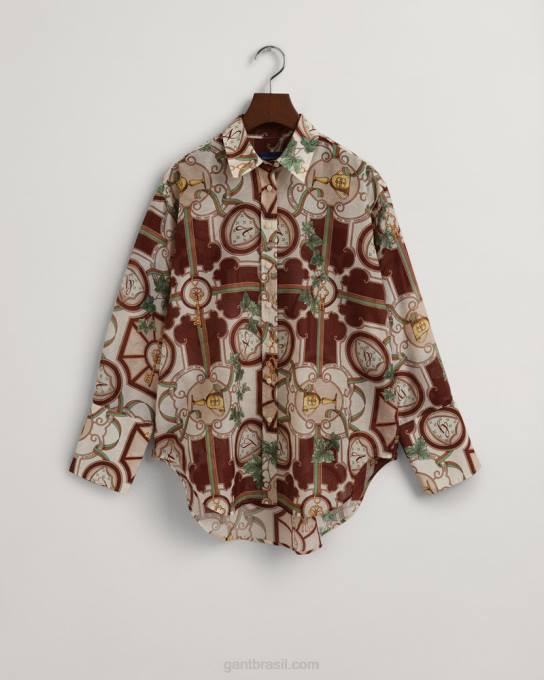 camisa de seda de algodão luxo americano de ajuste relaxado N424C588 linho GANT mulheres