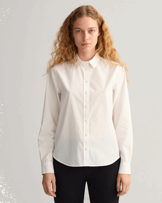 camisa de tecido largo de ajuste regular N424C594 branco GANT mulheres