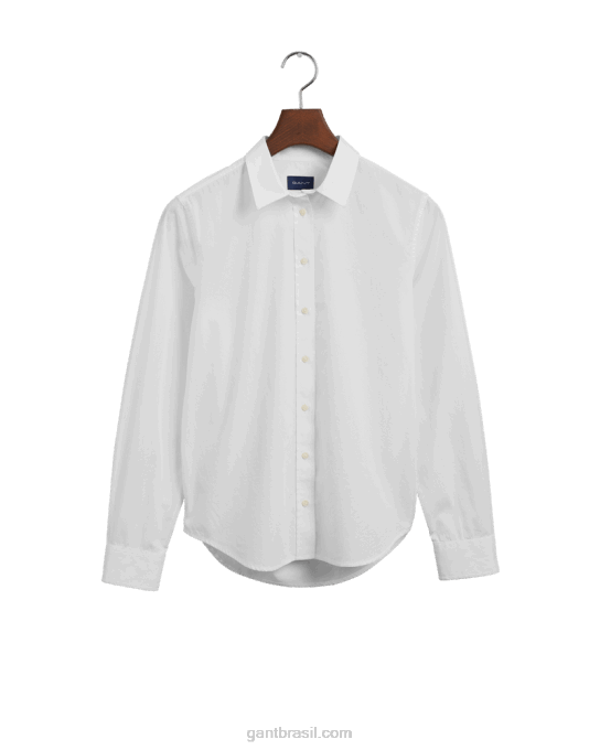 camisa de tecido largo de ajuste regular N424C594 branco GANT mulheres