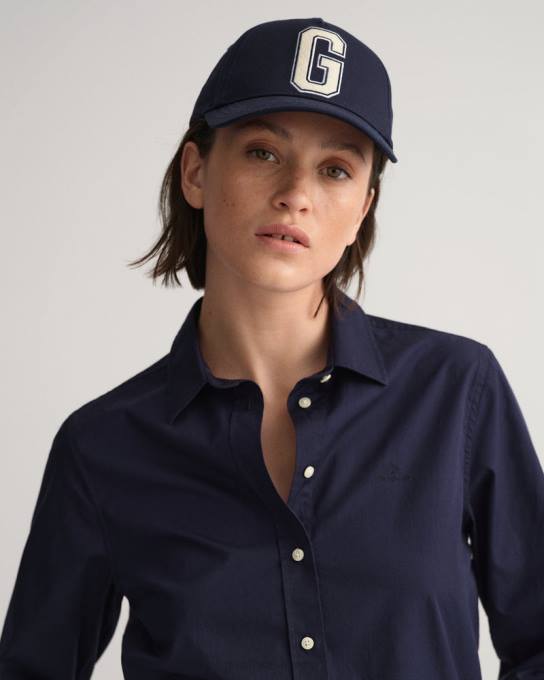 camisa de tecido largo de ajuste regular N424C599 noite azul GANT mulheres