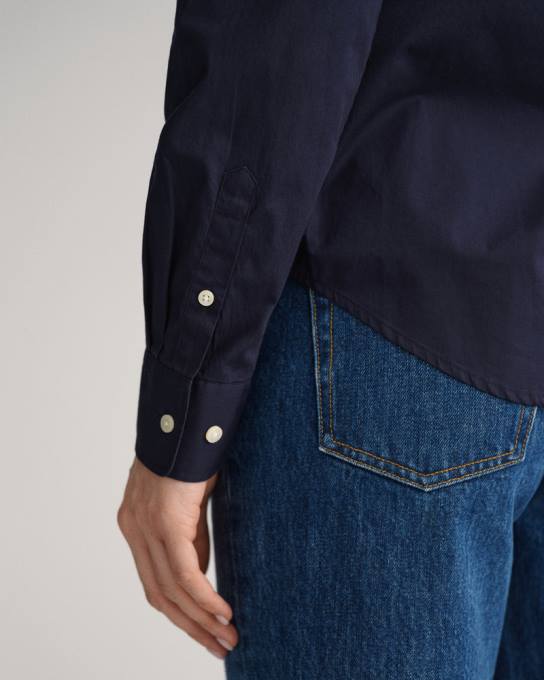 camisa de tecido largo de ajuste regular N424C599 noite azul GANT mulheres