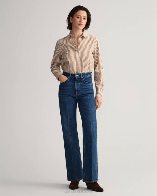 camisa listrada regular fit N424C585 cáqui quente GANT mulheres