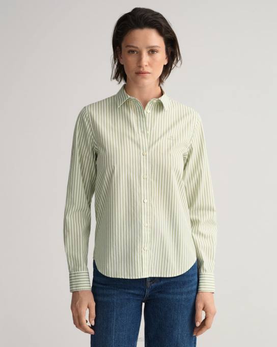 camisa listrada regular fit N424C587 eucalipto verde GANT mulheres
