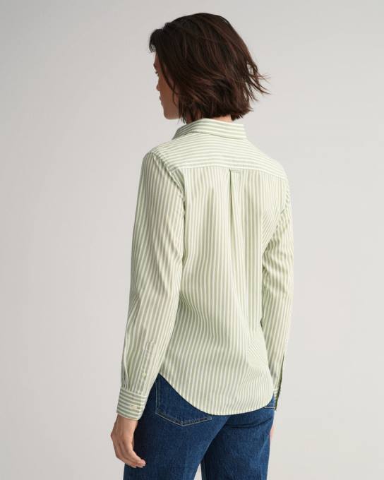 camisa listrada regular fit N424C587 eucalipto verde GANT mulheres