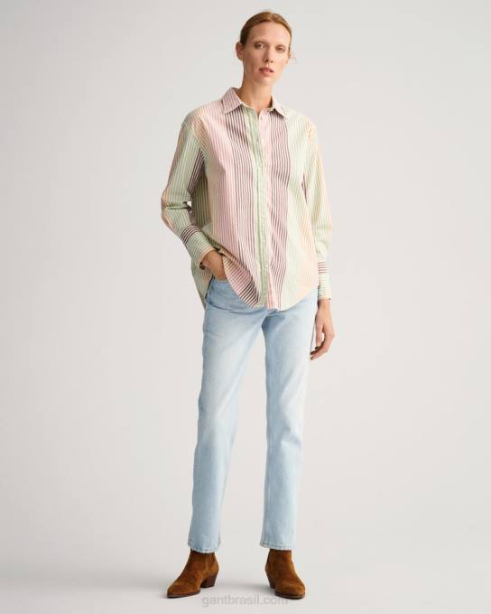camisa multilistras de ajuste relaxado N424C589 multicolorido GANT mulheres