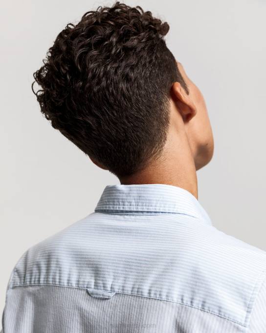 camisa oxford stretch com listras banker N424C593 azul claro GANT mulheres