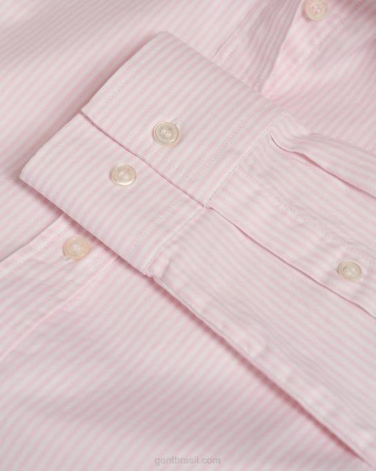 camisa oxford stretch com listras banker N424C596 luz rosa GANT mulheres