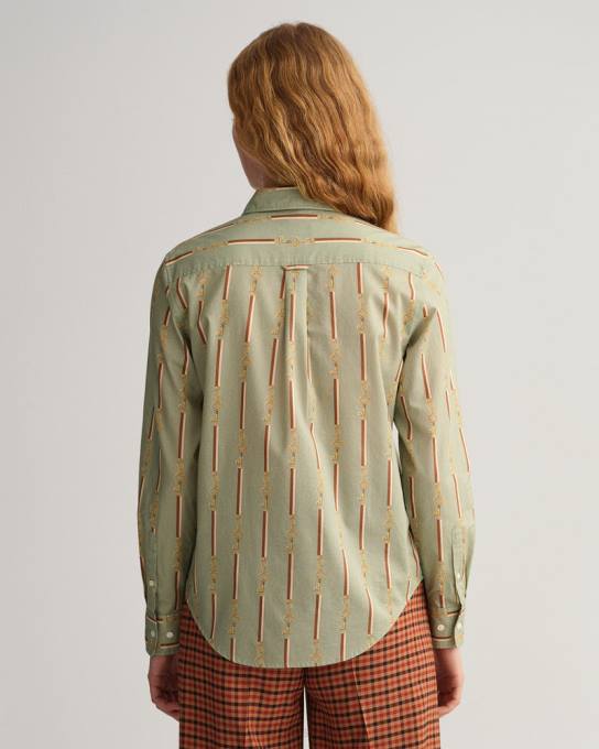 camisa voile de algodão luxe americana regular fit N424C583 porcelana verde GANT mulheres