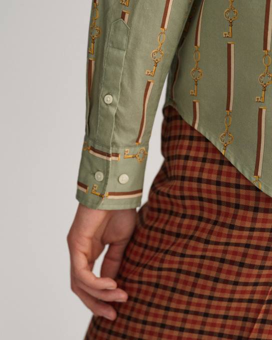 camisa voile de algodão luxe americana regular fit N424C583 porcelana verde GANT mulheres