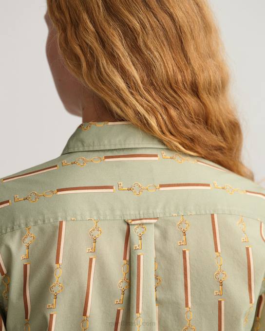 camisa voile de algodão luxe americana regular fit N424C583 porcelana verde GANT mulheres