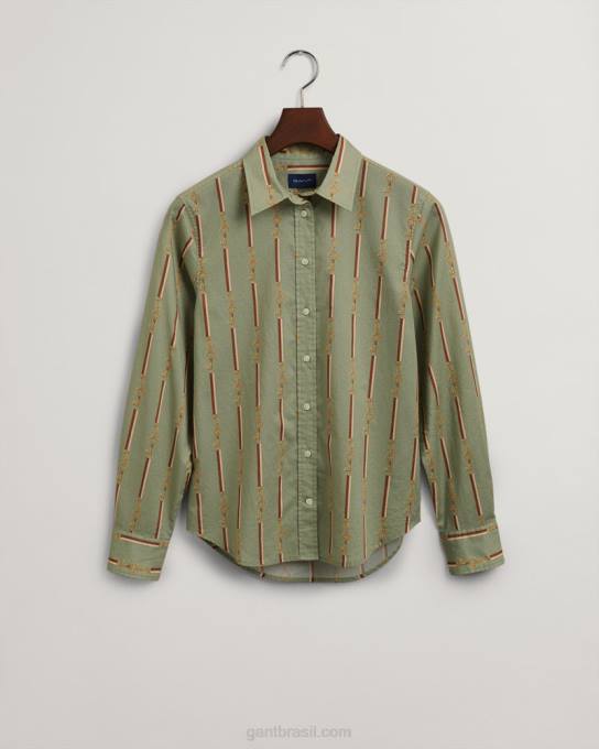 camisa voile de algodão luxe americana regular fit N424C583 porcelana verde GANT mulheres