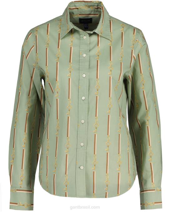 camisa voile de algodão luxe americana regular fit N424C583 porcelana verde GANT mulheres