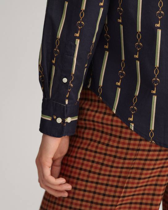 camisa voile de algodão luxe americana regular fit N424C590 noite azul GANT mulheres