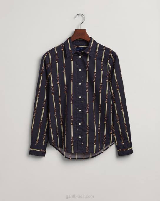 camisa voile de algodão luxe americana regular fit N424C590 noite azul GANT mulheres