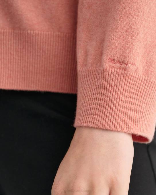 cardigã de lã de carneiro super fino N424C684 rosa terracota GANT mulheres