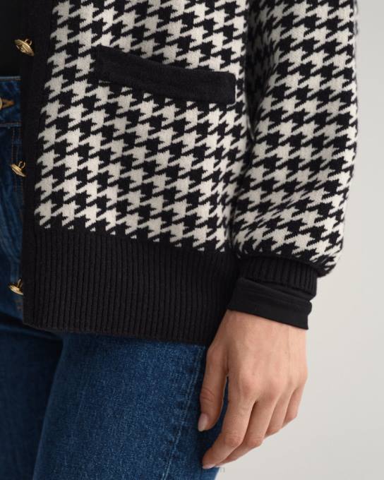 cardigã oversized houndstooth N424C673 Ébano preto GANT mulheres