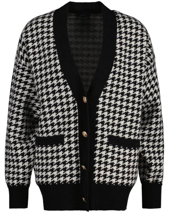 cardigã oversized houndstooth N424C673 Ébano preto GANT mulheres