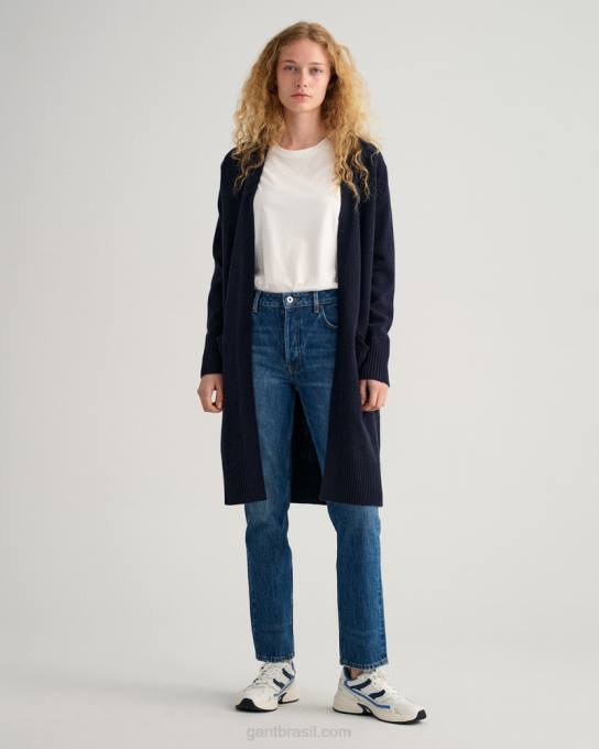 casaco de lã longo N424C688 noite azul GANT mulheres