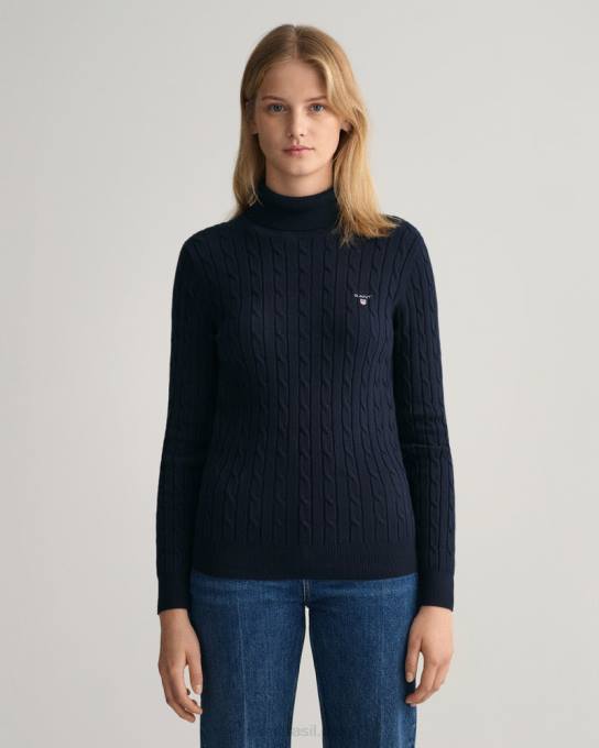 gola alta de algodão elástico N424C703 noite azul GANT mulheres