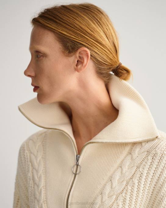 suéter com meio zíper N424C674 creme GANT mulheres