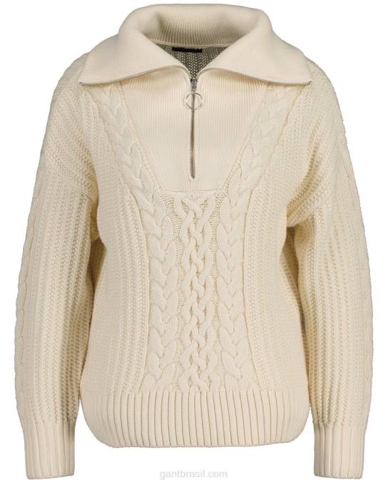 suéter com meio zíper N424C674 creme GANT mulheres