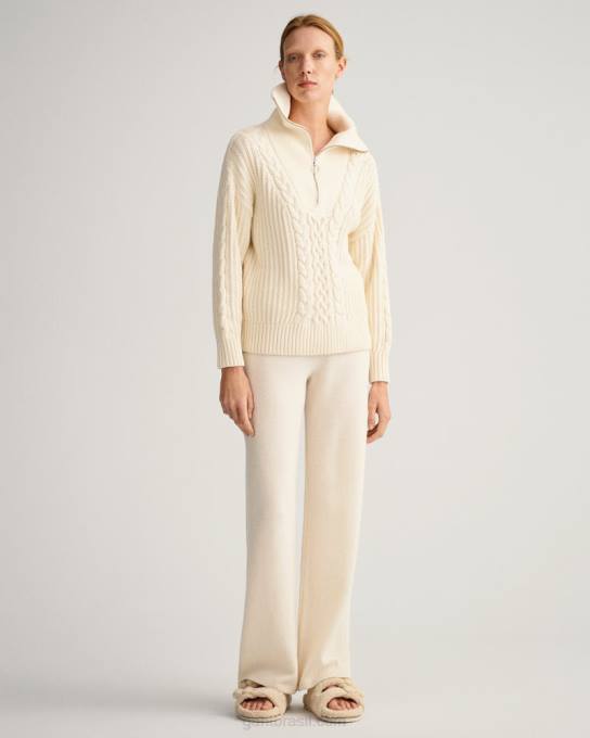 suéter com meio zíper N424C674 creme GANT mulheres