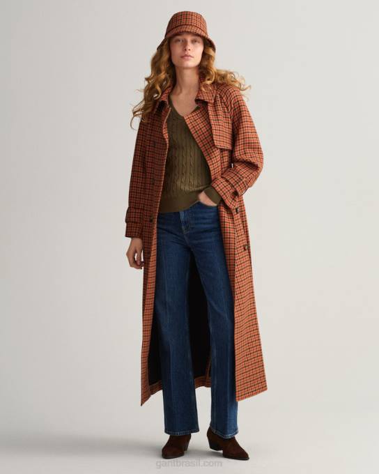 suéter de decote em v de cabo de algodão elástico N424C683 caçador verde GANT mulheres