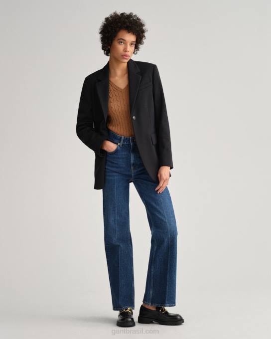 suéter de decote em v de cabo de algodão elástico N424C690 noz torrada GANT mulheres