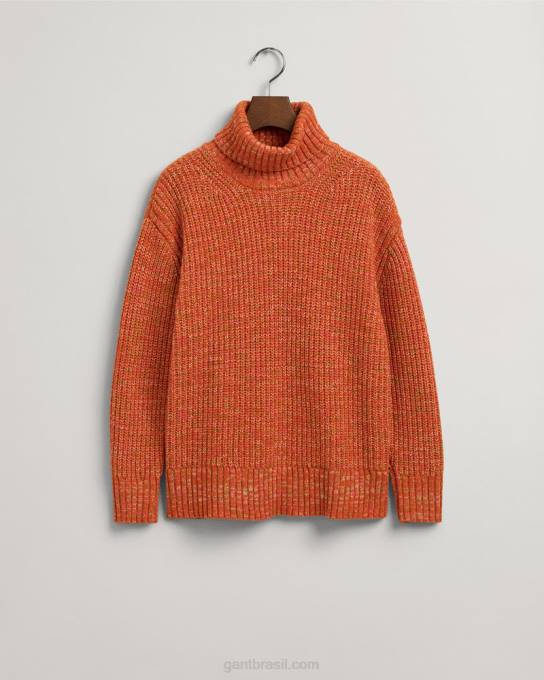 suéter de gola alta multicolor N424C654 laranja dourada GANT mulheres