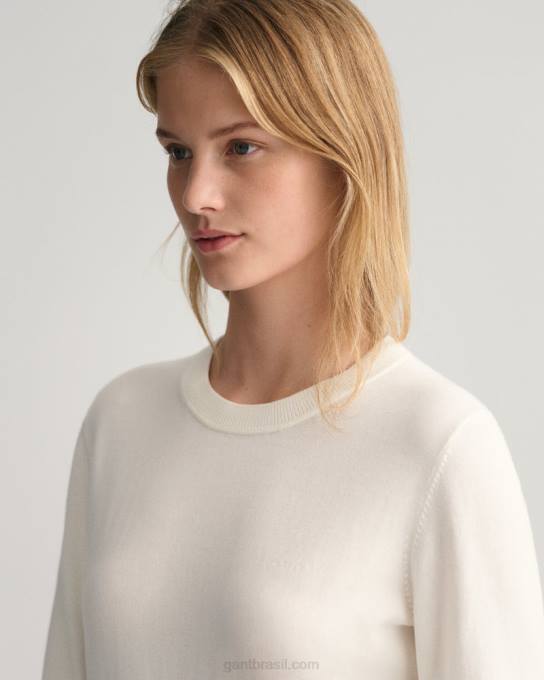 suéter de gola redonda de algodão leve N424C680 casca de ovo GANT mulheres