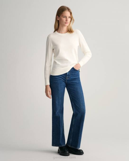 suéter de gola redonda de algodão leve N424C680 casca de ovo GANT mulheres