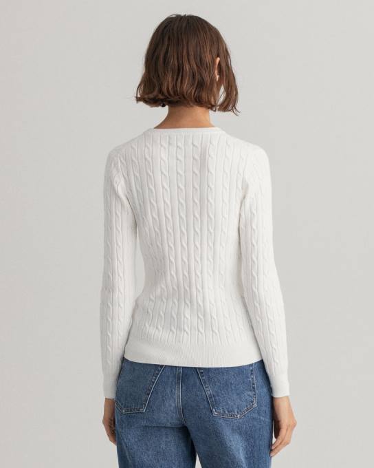 suéter de gola redonda de cabo de algodão elástico N424C699 casca de ovo GANT mulheres