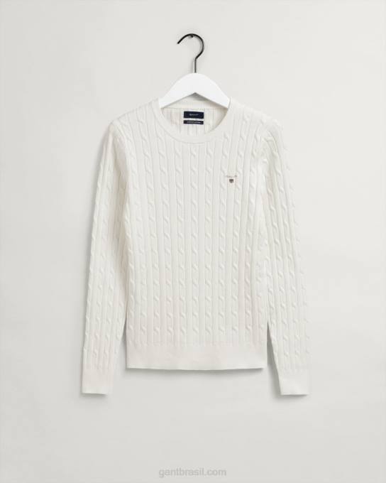 suéter de gola redonda de cabo de algodão elástico N424C699 casca de ovo GANT mulheres