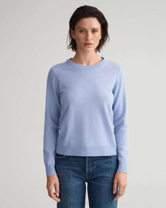 suéter de gola redonda de lã de carneiro super fino N424C705 sino azul GANT mulheres