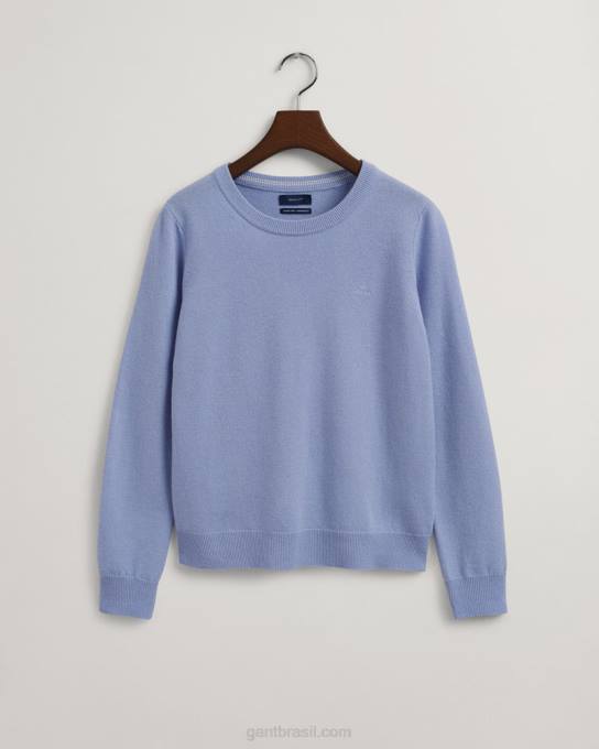 suéter de gola redonda de lã de carneiro super fino N424C705 sino azul GANT mulheres