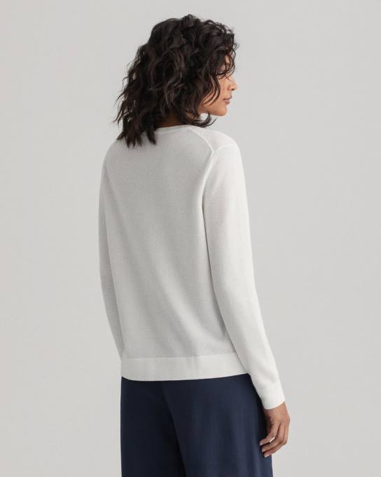 suéter de gola redonda em piquê de algodão N424C692 casca de ovo GANT mulheres