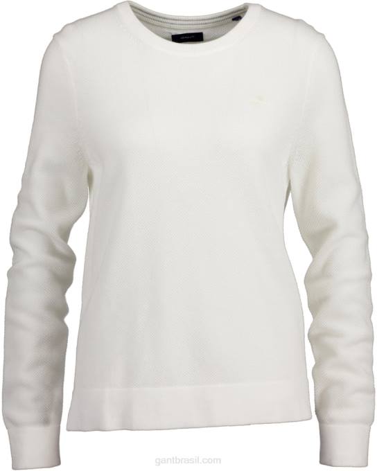 suéter de gola redonda em piquê de algodão N424C692 casca de ovo GANT mulheres