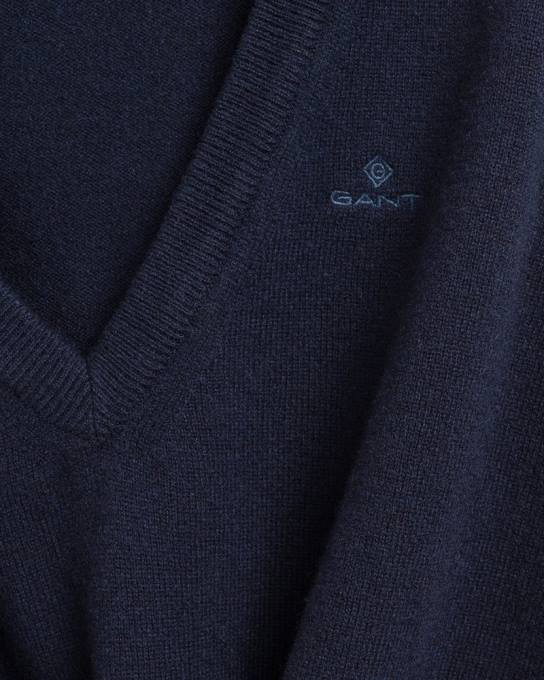 suéter de lã de carneiro super fino com decote em V N424C695 noite azul GANT mulheres
